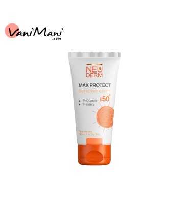 کرم ضد آفتاب SPF50 بی رنگ نئودرم مدل Max Protect مناسب پوست نرمال تا خشک حجم 50 میلی لیتر