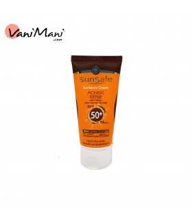کرم ضد آفتاب رنگی با SPF 50 فاقد چربی سان سیف بژ روشن 50 میل