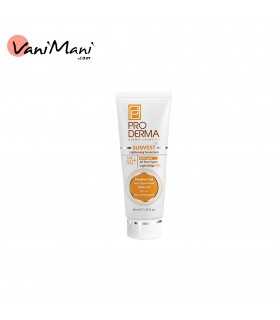 کرم ضد آفتاب رنگی بژ روشن پرودرما با SPF50 مناسب پوست چرب جوش دار حجم 40 میلی لیتر