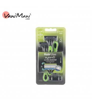 خودتراش مردانه 6 لبه مستر شیو مدل MASTER SHAVE Zylon بسته 3 عددی