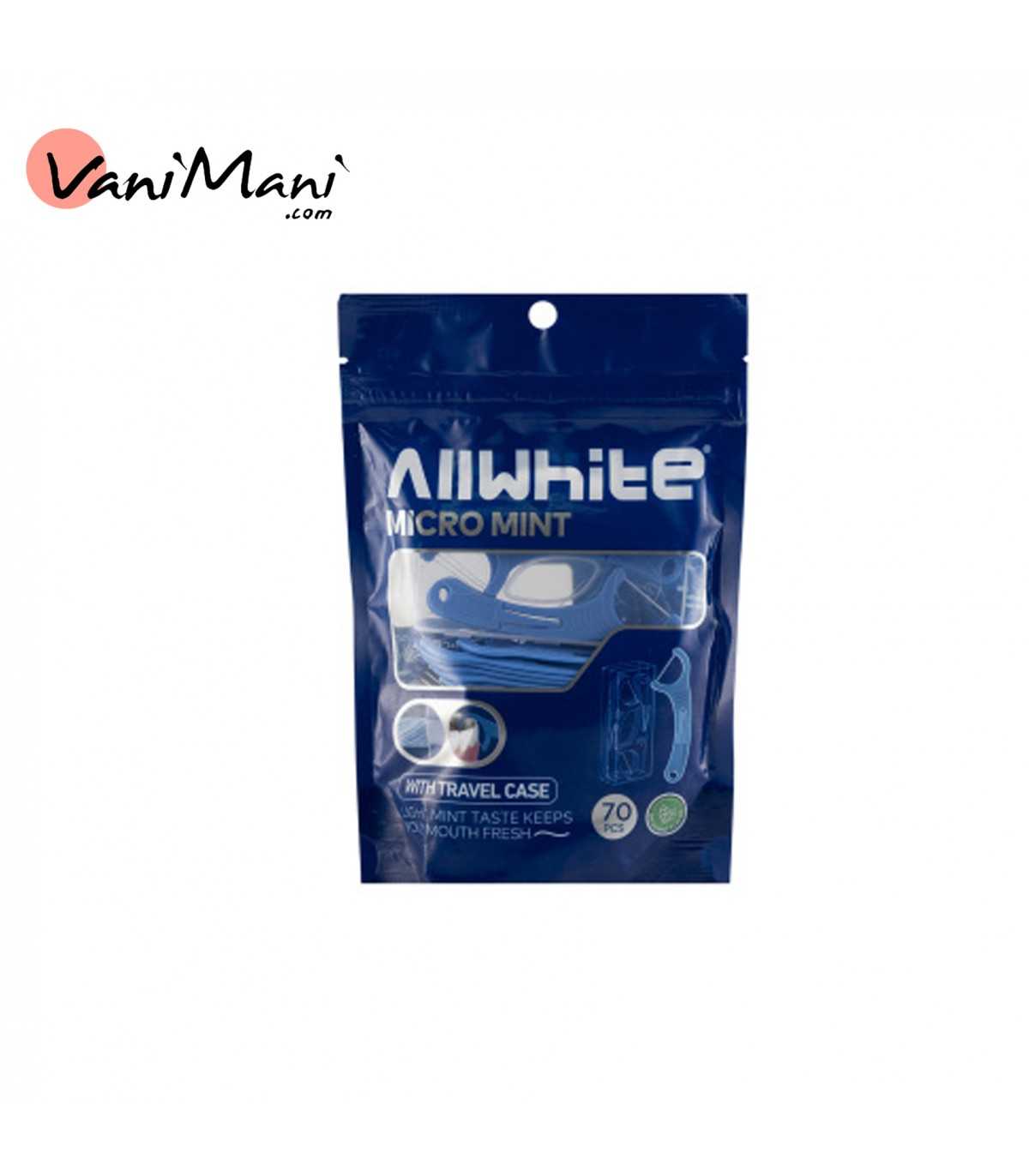 نخ دندان کمانی آل وایت با اسانس نعنا بسته ۷۰ عددی | All White Mint Floss Picks 70pcs