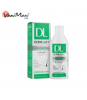شامپو مو درمالیفت ویتاکنترل مدل Vita-Control مناسب موهای چرب و کف سر چرب حجم 200 میلی لیتر