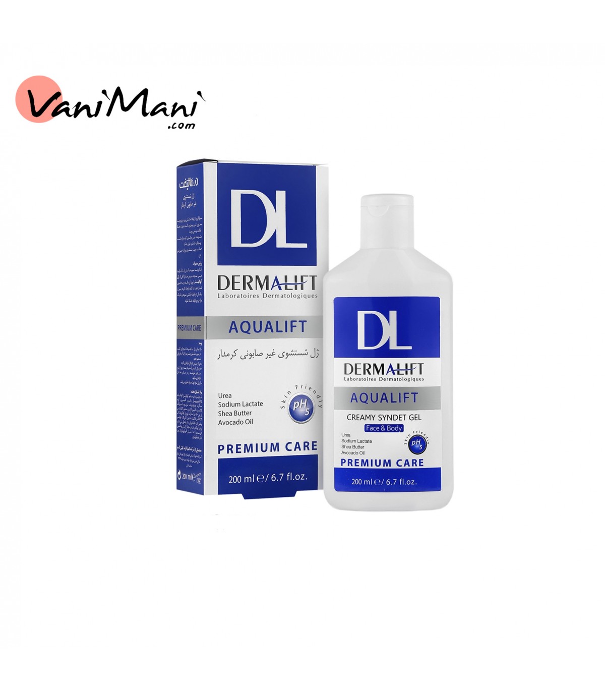 ژل شستشوی کرم‌دار درمالیفت مخصوص پوست خشک 200 میل DERMALIFT AQUALIFT
