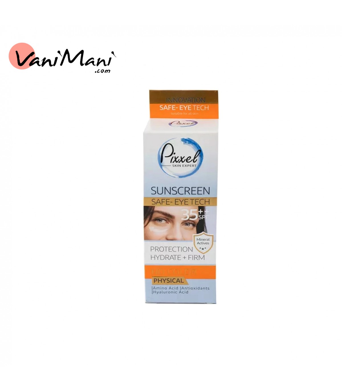 کرم ضد آفتاب بدون رنگ پیکسل SPF35 ‌مدل Physical مناسب انواع پوست‌ حجم 50 میلی‌لیتر