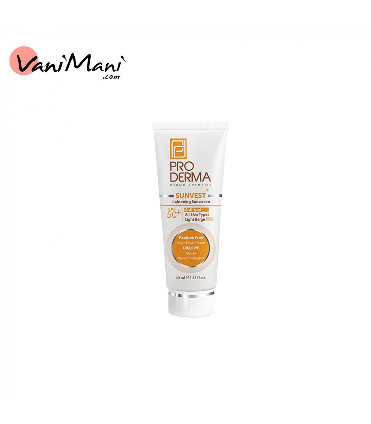 ضد آفتاب بژ روشن پرودرما با SPF50 مناسب پوست چرب جوش دار حجم 40 میلی انقضا 5/405