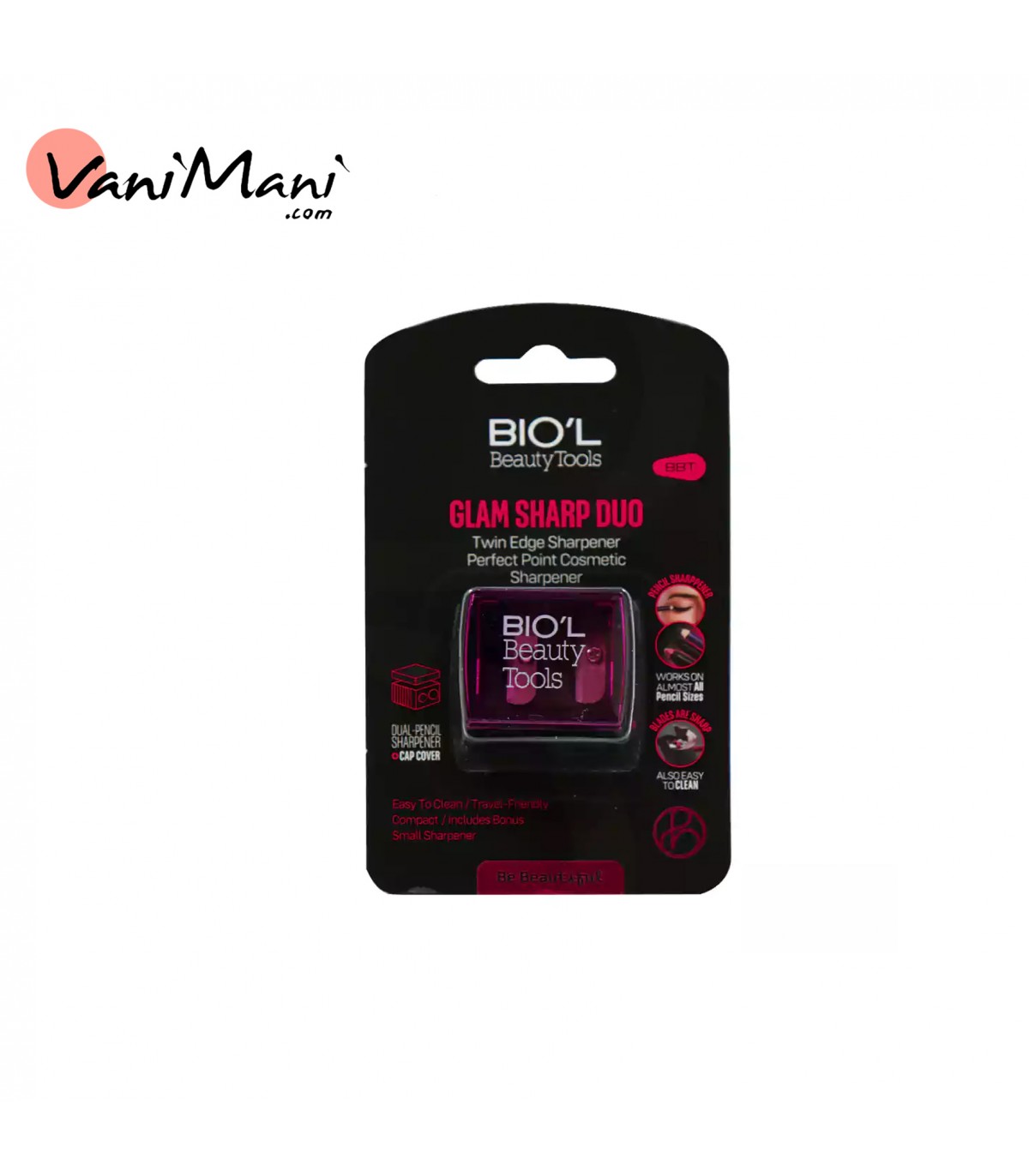 مداد تراش آرایشی دوقلو مدل شیشه ای بیول BIOL