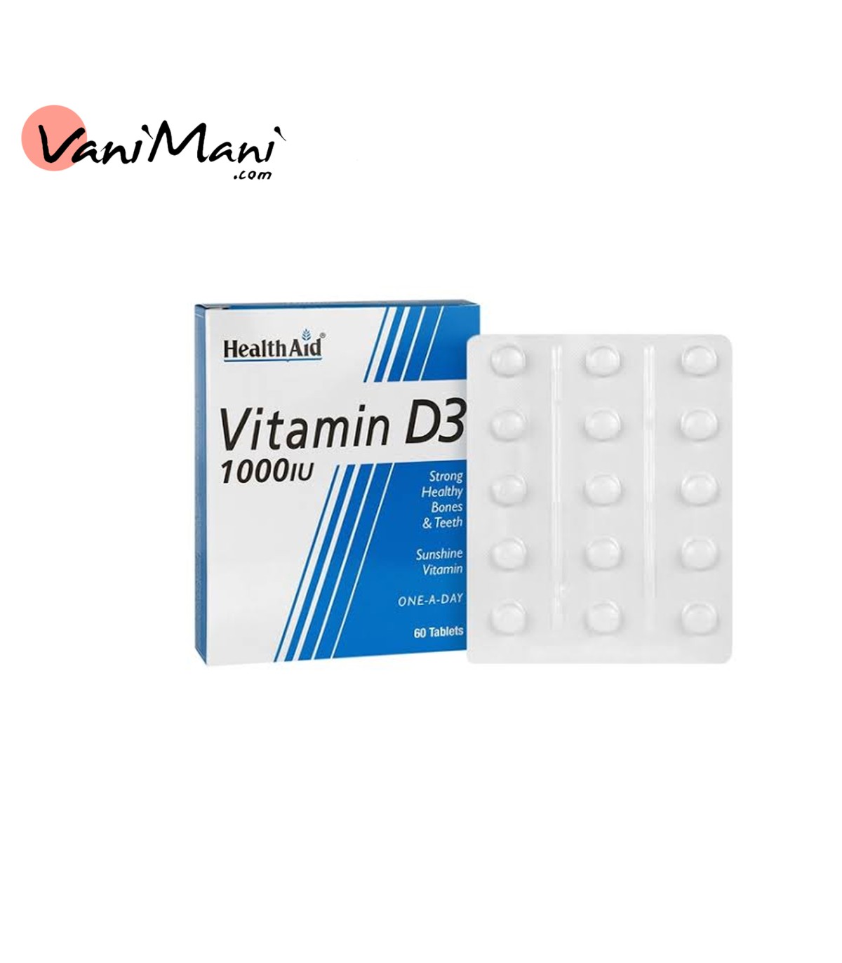 قرص ویتامین D3 1000 واحدی HEALTH AID هلث اید 60 عددی